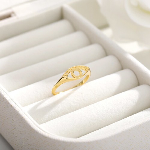 Minimalist Gold Silver Evil Eye Ring For Women Men