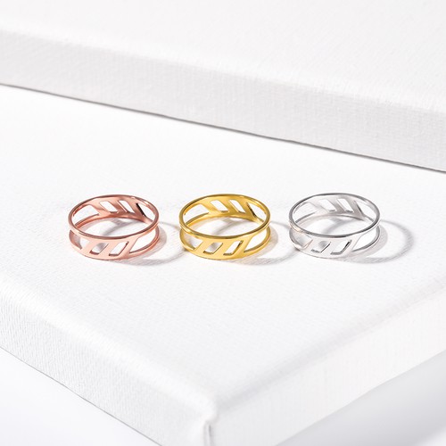 Rose Gold Color Geometric Hollow Rings For Women