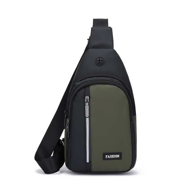 The New Solid Color Multi-compartment Shoulder Bag Korean Style Simple And Fashionable Men's Shoulder Bag Travel Riding Chest Bag