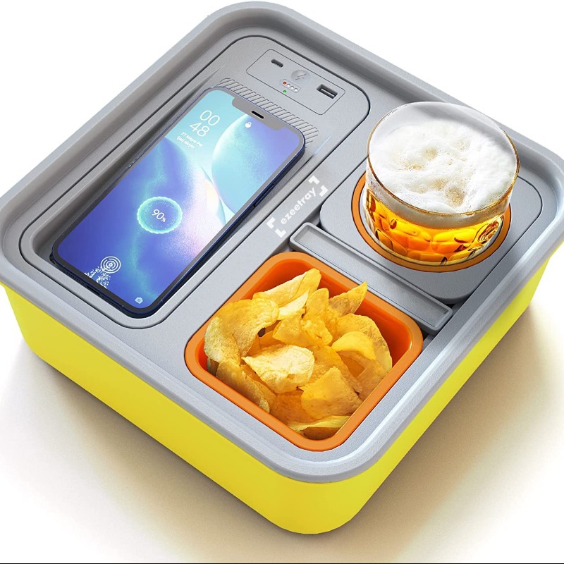 ezeetray-cup-holder-yellow-tray-with-wireless-charging-port-couch-tray-with-cup-holder-sofa-drink-sn