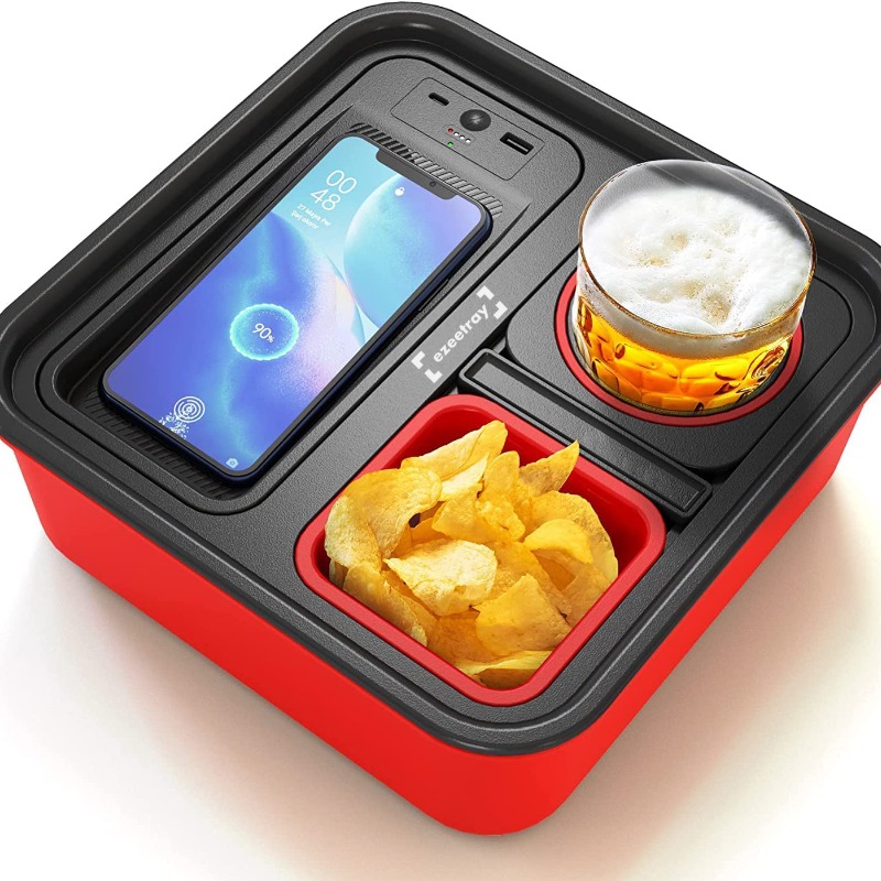 ezeetray-cup-holder-red-tray-with-wireless-charging-port-couch-tray-with-cup-holder-sofa-drink-snack