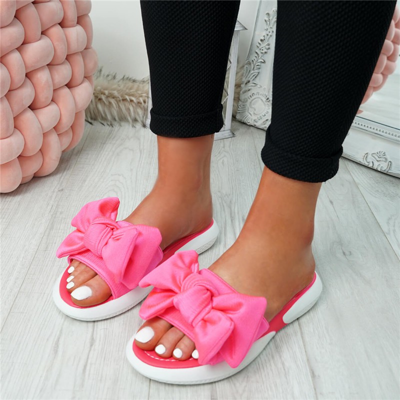 Women casual sandals shoes beach flat of fashion Fuchsia US 11