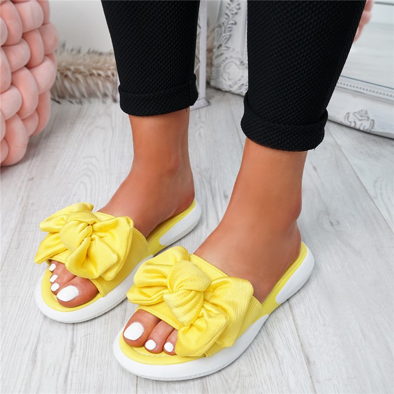 Women casual sandals shoes beach flat of fashion Yellow US 6.5