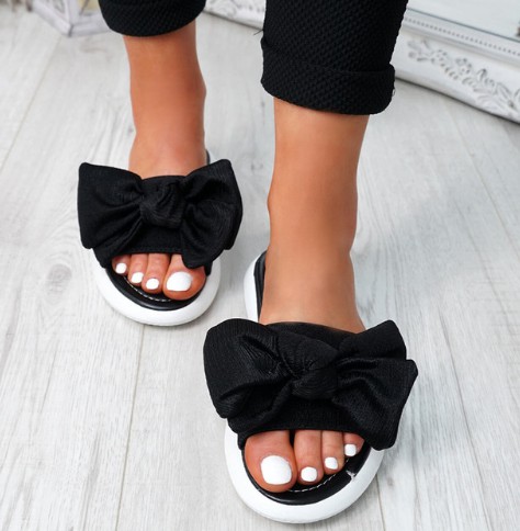 Women casual sandals shoes beach flat of fashion Black US 11