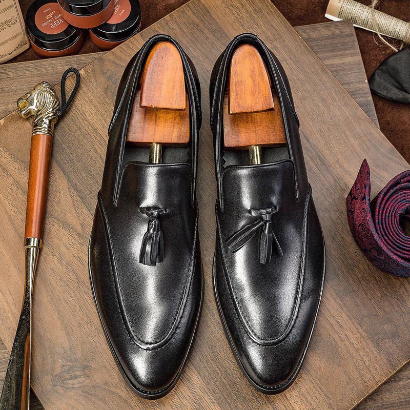 Business Casual Tassel Leather Shoes Men Brown 38