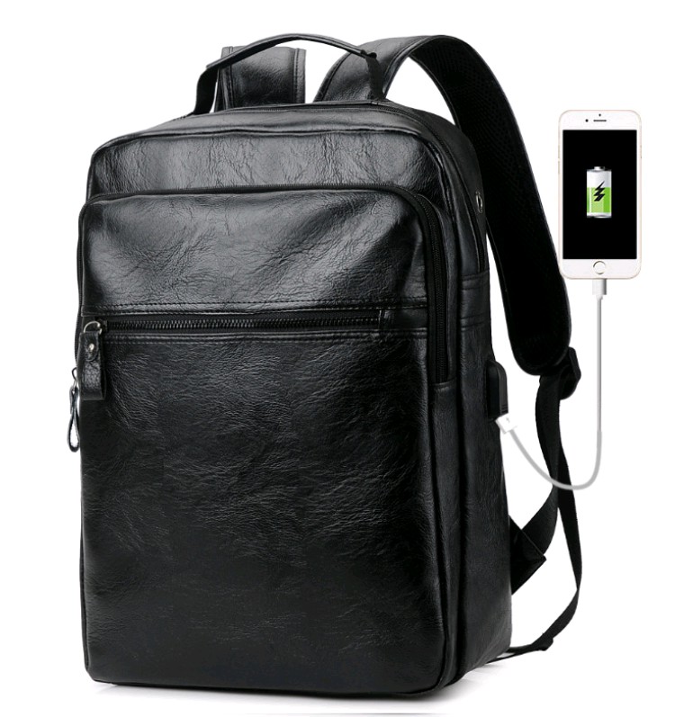 Men's backpack backpack student bag pu leather large capacity computer bag leisure travel pu backpack