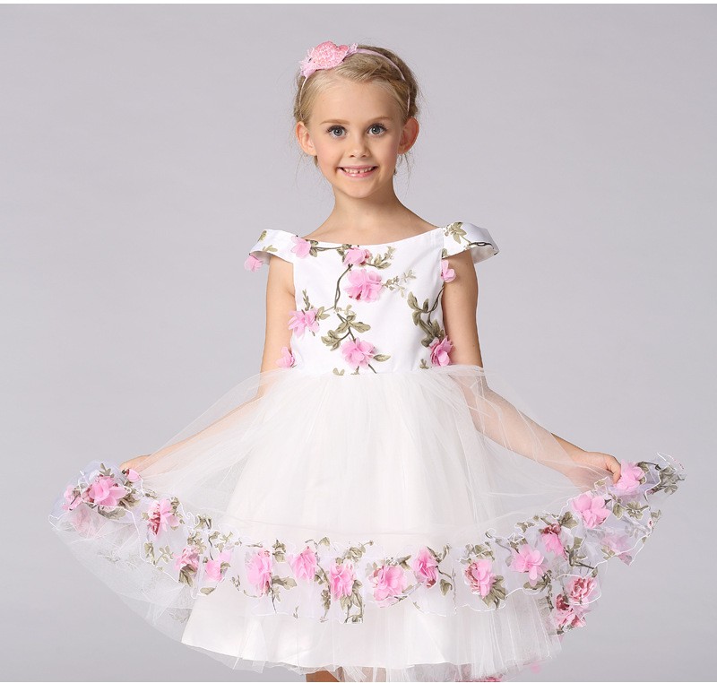 Flower girl flower fairy dress children's wedding dress princess dress mesh word shoulder set lace girl dressFlower girl flower fairy dress children's wedding dress princess dress mesh word shoulder set lace girl dress Pink 120