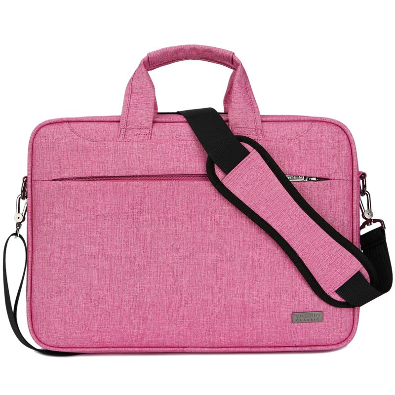 One Shoulder Shockproof and Pressureproof Computer Bag Pink 14inch