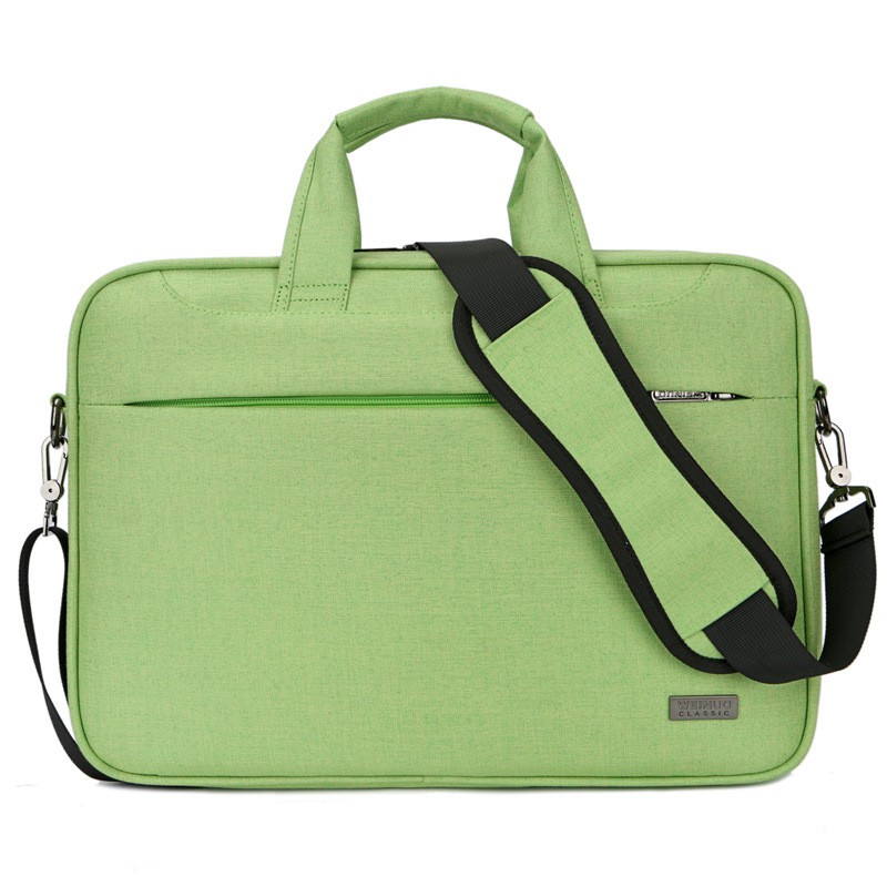 One Shoulder Shockproof and Pressureproof Computer Bag Green 14inch