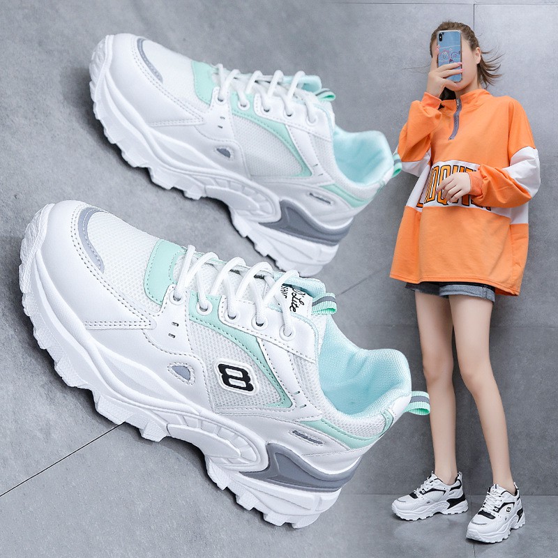 2021 New Korean Women's Trifle Bottom Mesh Breathable Casual Women's Shoes Sports Shoes