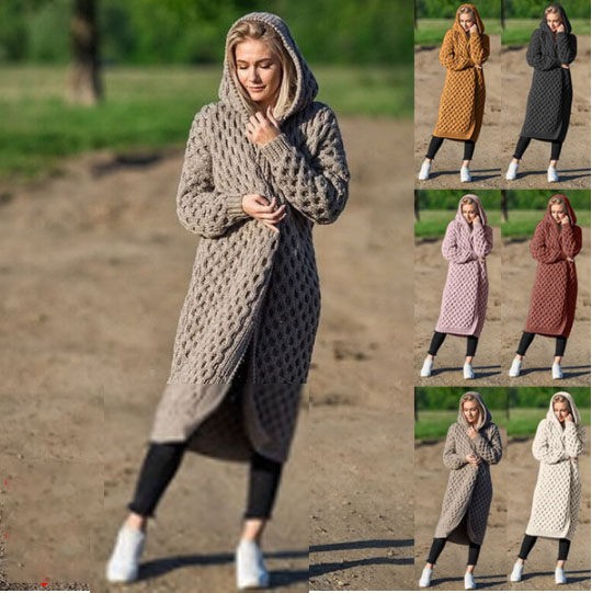 Winter Warm New Fashion Women's Long Knitted Sweater Hooded Cardigan Jacket XXXL DETAILED REAL SHOT 