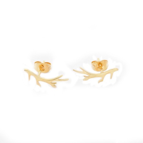 Minimalist Tree Branch Stud Earrings Gold Color