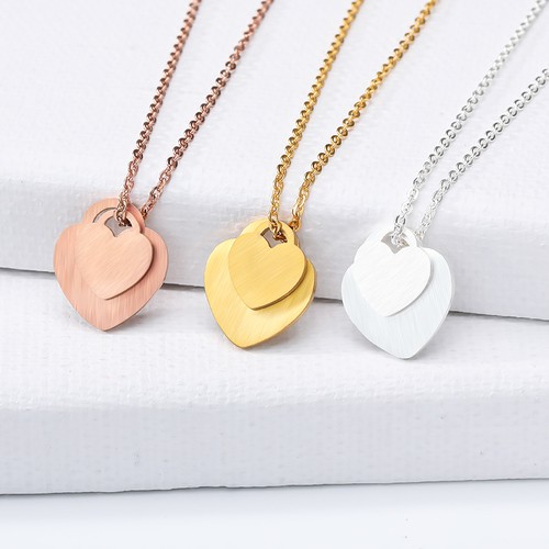 Simple Double Heart Necklaces Pendants For Women