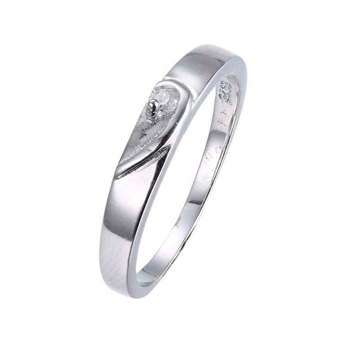 White  Elements Swirl Design Silver Plating Thin Cut Ring