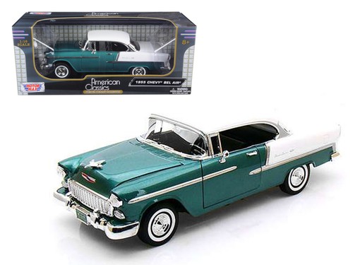 1955 Chevrolet Bel Air Hard Top Metallic Green and White 1/18 Diecast