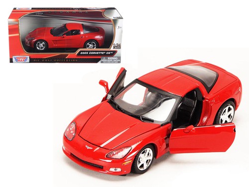 2005-chevrolet-corvette-c6-coupe-red-1-24-diecast-model-car-by