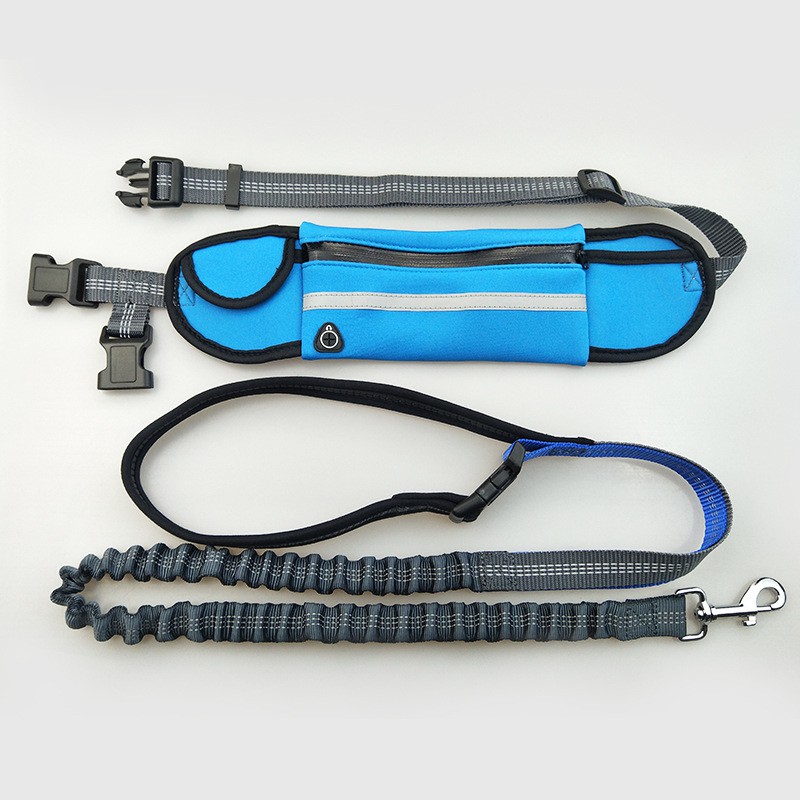 Hands-Free Dog Running Leash with Waist Pocket Adjustable Belt Shock Absorbing Bungee