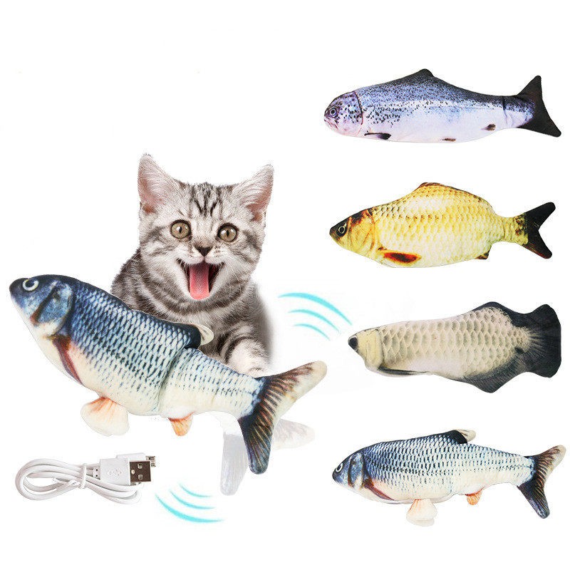 Electric Funny Cat Simulation Fish Beating Usb Jumping Cat Toy