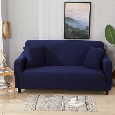 Solid color sofa cover universal sleeve elastic DARK BLUE 235-300CM 