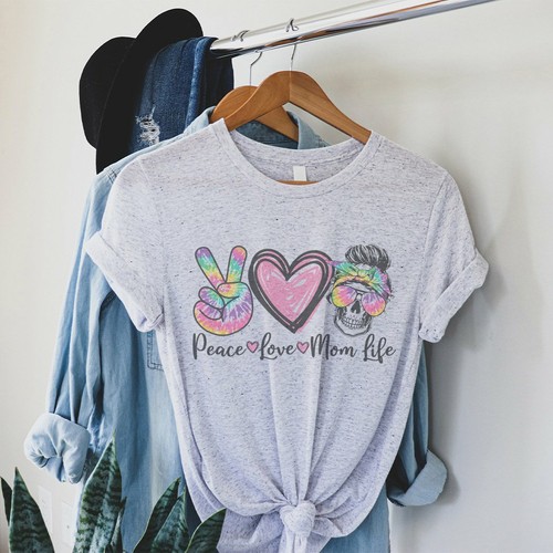 Peace Love Mom Life Graphic T-Shirt - ML144