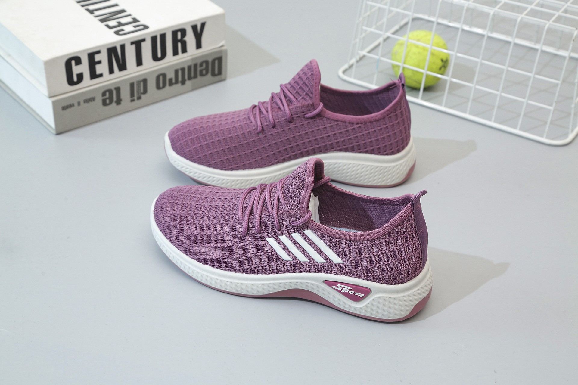 New Breathable Flying Woven Women Comfortable Casual Shoes Women's Sports Shoes Running Leisure 39 8066 PURPLE 