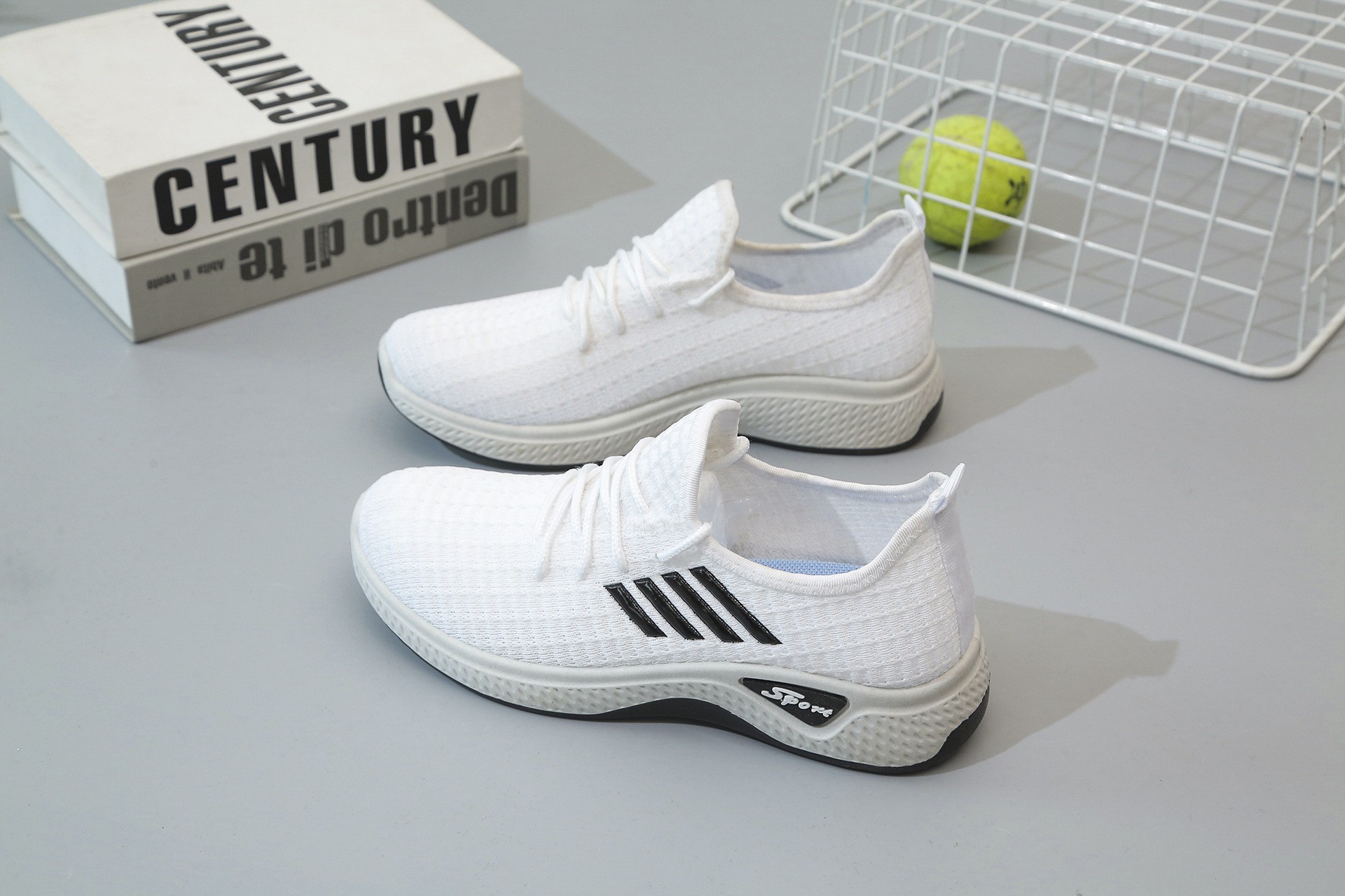 New Breathable Flying Woven Women Comfortable Casual Shoes Women's Sports Shoes Running Leisure 38 8066 WHITE 