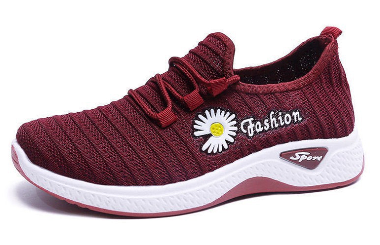 New Breathable Flying Woven Women Comfortable Casual Shoes Women's Sports Shoes Running Leisure 38 103 RED 