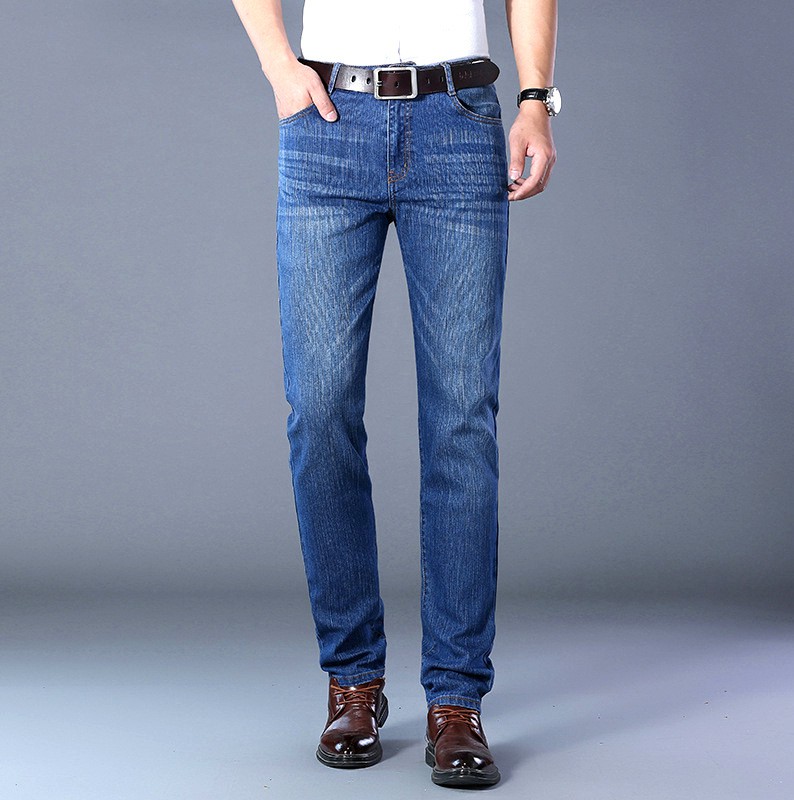 Autumn Men's Jeans Straight Leg Business Loose Pants Middle-aged Men's Stretch Casual