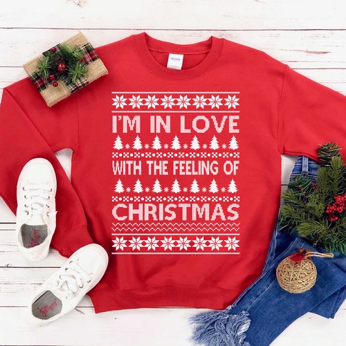 I Am In Love Christmas Sweatshirt S RED 