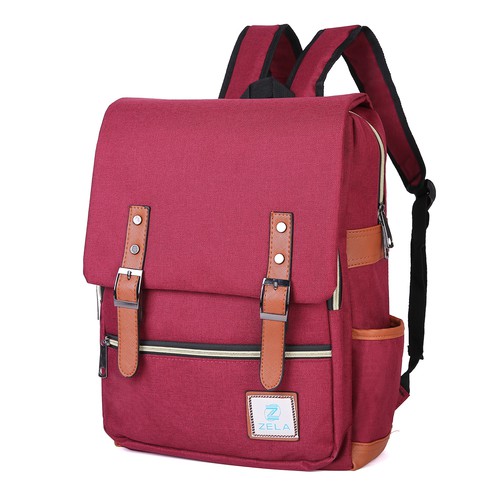 Slim Backpack,College,School &Business Fits 15-inch Laptop-Wine Red