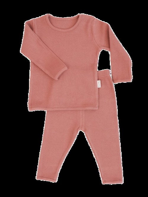 Leather Pink Ribbed Lounge Set Unisex Pyjama