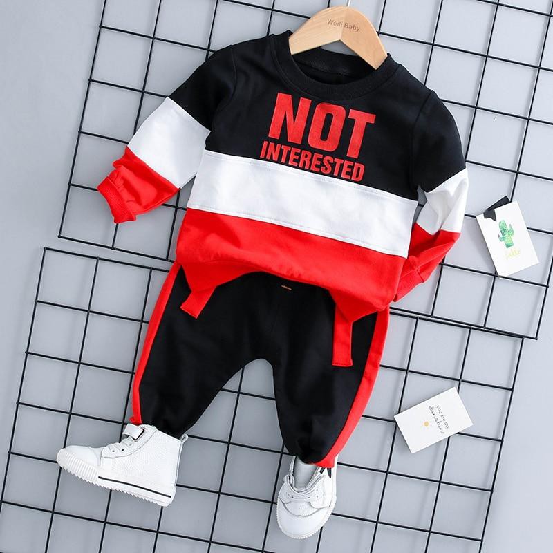 Kids Clothes Letter Tracksuit Tops Pants spring Boys Outfits BLACK 12M 