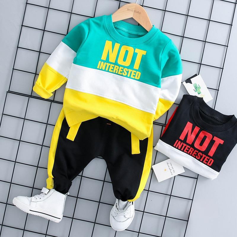 Kids Clothes Letter Tracksuit Tops Pants spring Boys Outfits SKY BLUE 12M 