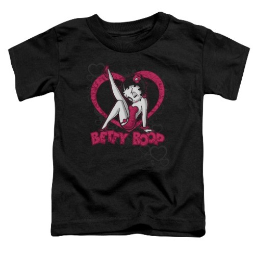 Trevco Boop-Scrolling Hearts - Short Sleeve Toddler Tee - Black, M