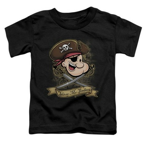 Trevco Popeye-Shiver Me Timbers Short Sleeve Toddler Tee, Black -