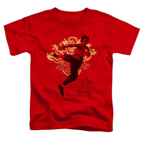 Trevco Bruce Lee-Immortal Dragon - Short Sleeve Toddler Tee - Red,