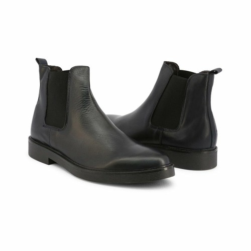 Duca di Morrone Men's Ankle Boots, Slip-On Leather Blue / Grey / Black
