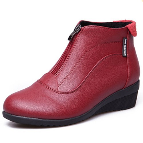 Women Boots Soft Leather Autumn Winter Shoes Woman