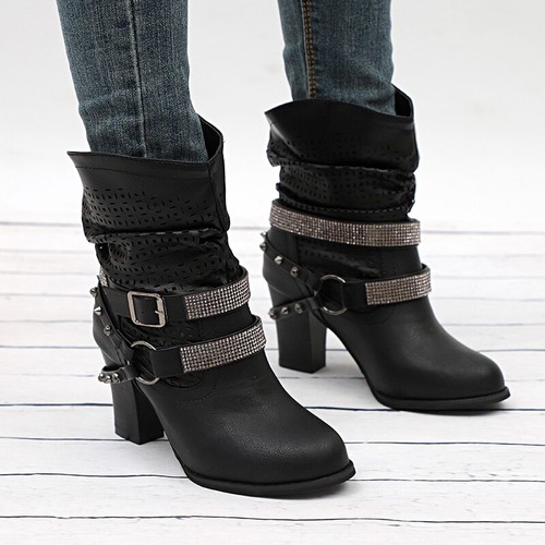 Women Boots Autumn High Heels Shoes Female Rivet