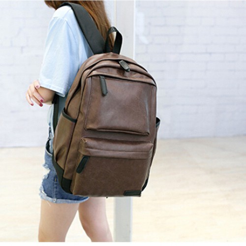 Vintage  Backpack women men Leather Rucksack