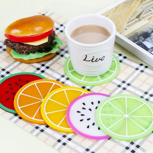 Cup Mat Pad Coaster Fruit Shape Silicone Cup Pad Slip Insulation Pad