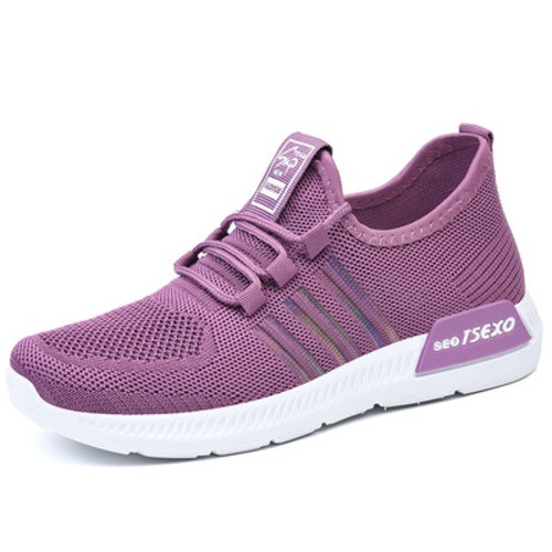 Women Sneakers Vulcanized Shoes Lace Up Breathable Knitted Flats