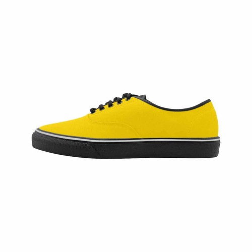 Uniquely You Mens Sneakers - Gold Yellow Canvas Low Top Sports Shoes