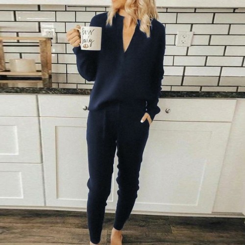 Soft Women Two Piece Set Casual Long Sleeve Tops Pullover Pants