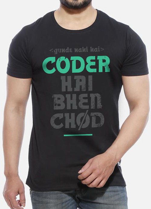 Coder - Black Men's Developer Half Sleeve T Shirt
