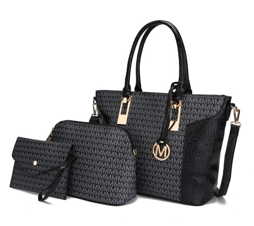MKF Collection by Mia K. MKF-UM5501BK Shonda Tote with Cosmetic Pouch