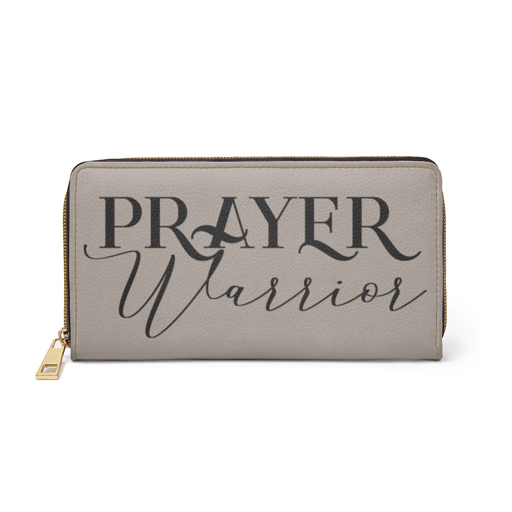 Zipper Wallet, Taupe & Black Prayer Warrior Graphic Purse