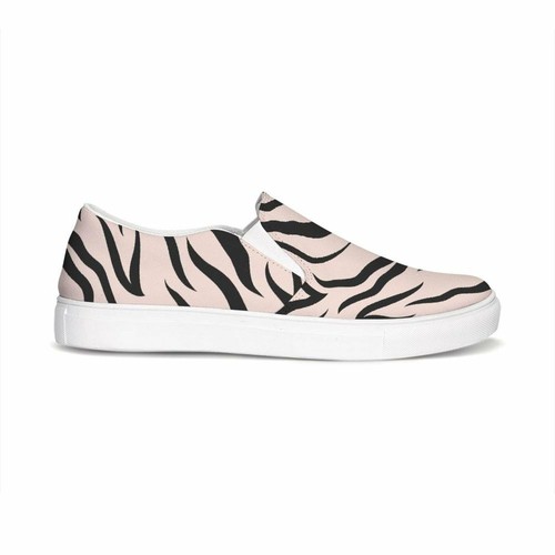 Uniquely You Womens Sneakers - Pink and Black Zebra Stripe Canvas
