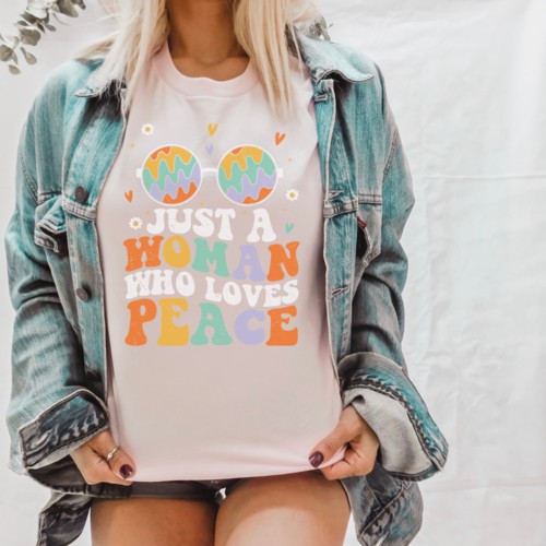 Just a Woman Who Loves Peace Graphic Tee