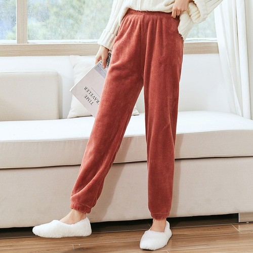Heliar Women Velvet Pants Elastic Waist Outerwear Pajama Warm Pants